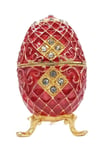 RusyaDünyadan HediyelerDNY-HD100415Keskin Hediyelik Eşya Ve TekstilFaberge Yumurta Swarovski Taşlı Lüks Mücevher Kutusu Kırmızı 10cm