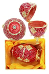 RusyaDünyadan HediyelerDNY-HD100415Keskin Hediyelik Eşya Ve TekstilFaberge Yumurta Swarovski Taşlı Lüks Mücevher Kutusu Kırmızı 10cm