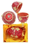 RusyaDünyadan HediyelerDNY-HD100415Keskin Hediyelik Eşya Ve TekstilFaberge Yumurta Swarovski Taşlı Lüks Mücevher Kutusu Kırmızı 10cm