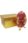 RusyaDünyadan HediyelerDNY-HD100415Keskin Hediyelik Eşya Ve TekstilFaberge Yumurta Swarovski Taşlı Lüks Mücevher Kutusu Kırmızı 10cm