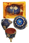RusyaDünyadan HediyelerDNY-HD100416Keskin Hediyelik Eşya Ve TekstilFaberge Yumurta Swarovski Taşlı Lüks Mücevher Kutusu Mavi 10cm