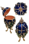 RusyaDünyadan HediyelerDNY-HD100419Keskin Hediyelik Eşya Ve TekstilFaberge Yumurta Swarovski Taşlı Lüks Mücevher Kutusu Mavi 12 cm