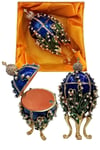 RusyaDünyadan HediyelerDNY-HD100419Keskin Hediyelik Eşya Ve TekstilFaberge Yumurta Swarovski Taşlı Lüks Mücevher Kutusu Mavi 12 cm