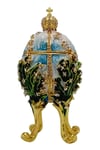 RusyaDünyadan HediyelerDNY-HD100602Keskin Hediyelik Eşya Ve TekstilFaberge Yumurta Swarovski Taşlı Lüks Mücevher Kutusu Mavi Yeşil 12cm HEDİYELİ