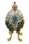 RusyaDünyadan HediyelerDNY-HD100602Keskin Hediyelik Eşya Ve TekstilFaberge Yumurta Swarovski Taşlı Lüks Mücevher Kutusu Mavi Yeşil 12cm HEDİYELİ