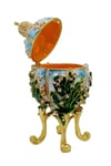 RusyaDünyadan HediyelerDNY-HD100602Keskin Hediyelik Eşya Ve TekstilFaberge Yumurta Swarovski Taşlı Lüks Mücevher Kutusu Mavi Yeşil 12cm HEDİYELİ