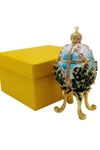 RusyaDünyadan HediyelerDNY-HD100602Keskin Hediyelik Eşya Ve TekstilFaberge Yumurta Swarovski Taşlı Lüks Mücevher Kutusu Mavi Yeşil 12cm HEDİYELİ