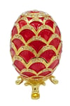RusyaDünyadan HediyelerDNY-HD100603Keskin Hediyelik Eşya Ve TekstilFaberge Yumurta Swarovski Taşlı Lüks Mücevher Kutusu Kırmızı Gold 10cm HEDİYELİ