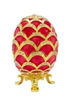 RusyaDünyadan HediyelerDNY-HD100603Keskin Hediyelik Eşya Ve TekstilFaberge Yumurta Swarovski Taşlı Lüks Mücevher Kutusu Kırmızı Gold 10cm HEDİYELİ