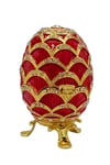 RusyaDünyadan HediyelerDNY-HD100603Keskin Hediyelik Eşya Ve TekstilFaberge Yumurta Swarovski Taşlı Lüks Mücevher Kutusu Kırmızı Gold 10cm HEDİYELİ