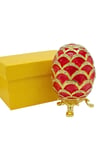 RusyaDünyadan HediyelerDNY-HD100603Keskin Hediyelik Eşya Ve TekstilFaberge Yumurta Swarovski Taşlı Lüks Mücevher Kutusu Kırmızı Gold 10cm HEDİYELİ