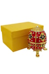 RusyaDünyadan HediyelerDNY-HD100604Keskin Hediyelik Eşya Ve TekstilFaberge Yumurta Swarovski Taşlı Lüks Mücevher Kutusu Kırmızı Gold 8 cm