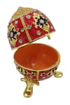 RusyaDünyadan HediyelerDNY-HD100604Keskin Hediyelik Eşya Ve TekstilFaberge Yumurta Swarovski Taşlı Lüks Mücevher Kutusu Kırmızı Gold 8 cm
