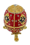 RusyaDünyadan HediyelerDNY-HD100604Keskin Hediyelik Eşya Ve TekstilFaberge Yumurta Swarovski Taşlı Lüks Mücevher Kutusu Kırmızı Gold 8 cm
