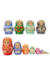RusyaDünyadan HediyelerDNY-HDYKSK5380Keskin Hediyelik Eşya Ve TekstilOnlu Ahşap Matruşka Bebek Seti Tombul 15cm Renkli 10 Parça T15