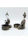 TaylandDünyadan HediyelerDNY-HD100249Keskin Hediyelik Eşya Ve TekstilDekoratif Meditasyon İkili Buda Tealight Mumluk