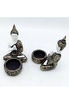 TaylandDünyadan HediyelerDNY-HD100249Keskin Hediyelik Eşya Ve TekstilDekoratif Meditasyon İkili Buda Tealight Mumluk