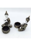 TaylandDünyadan HediyelerDNY-HD100249Keskin Hediyelik Eşya Ve TekstilDekoratif Meditasyon İkili Buda Tealight Mumluk