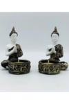 TaylandDünyadan HediyelerDNY-HD100249Keskin Hediyelik Eşya Ve TekstilDekoratif Meditasyon İkili Buda Tealight Mumluk