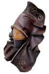 TürkiyeDünyadan HediyelerDNY-HD100528Keskin Hediyelik Eşya Ve TekstilEl Yapımı Kösele Deri Mask Gizemli Kadın 35cm Maske Duvar Dekoru