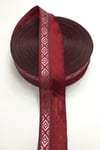 Bordo Desenli Baskılı Kurdele 4,5 cm