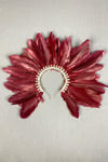 Bordo Hera Tüylü Taşlı Gelin Kına Tacı Aksesuar