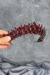 Bordo Kristal Boncuk İşlemeli Buğlem Gelin Tacı