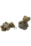Kahve Kıyafetli Ekose Kız Peluş Ayıcık 9 cm