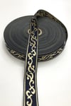Lacivert Desenli Baskılı Kurdele 2 cm