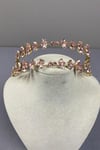 Pembe Gold Zeminli Alfa Çift Sıra Gelin Kına Tacı