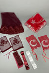 Simli Gelin Duvağı ve Ay Yıldızlı Damat Örtüsü Takı Kurdele Seti
