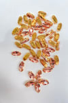 Somon Gold Zeminli Dikme Parlak Cam Mekik Boncuk 10 Adet