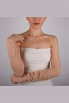 Ten Rengi Uzun Şık Gelin Eldiveni Tül Eldiven Nikah/Düğün/Parti/Kostüm Eldiveni