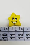 Yıldız Emoji Desenli Sarı Ahşap Boncuk