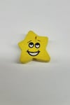Yıldız Emoji Desenli Sarı Ahşap Boncuk