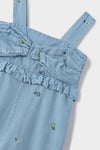 2-9 Yaş Kız Çocuk Çiçekli Denim Tulum