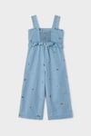 2-9 Yaş Kız Çocuk Çiçekli Denim Tulum