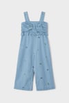 2-9 Yaş Kız Çocuk Çiçekli Denim Tulum
