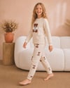 5-12 Yaş Kız Çocuk Nakışlı Süet Pijama Takım