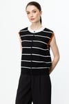 2025 İLKBAHAROn Fashion DELİKLİ ÇİZGİLİ SIFIR YAKA YELEKON FASHION4812759906