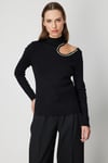2026 KIŞOn Fashion Omzu Açık Taş Detaylı Triko KazakON FASHION4912760309