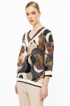 2025 İLKBAHAROn Fashion V YAKA RİBANALI DESENLİ BLUZON FASHION4812756370