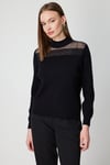 KadınOn Fashion Yakası Tül Detaylı Taşlı Triko KazakON FASHION4912760343
