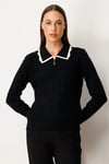 KadınOn Gömlek Yaka Aksesuar Detaylı Triko KazakON FASHION4912765363