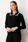 KadınOn Gömlek Yaka Aksesuar Detaylı Triko KazakON FASHION4912765363