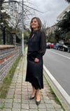 Aksesuar Detaylı Şifon Kollu Bluz