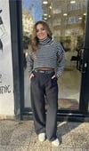 Beli Yazı Detaylı Geniş Paça Pantolon