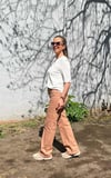 Camel Yüksek Bel Boru Paça Jean