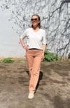 Camel Yüksek Bel Boru Paça Jean