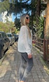 Ekru Kayık Yaka Ajurlu Triko